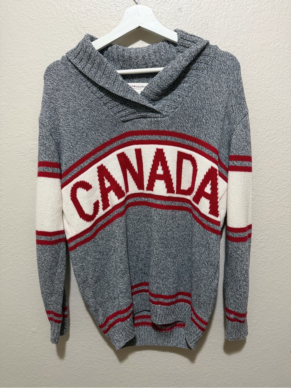 Cotton Country by Parkhurst Canada Graphic Cowl Neck Sweater Small